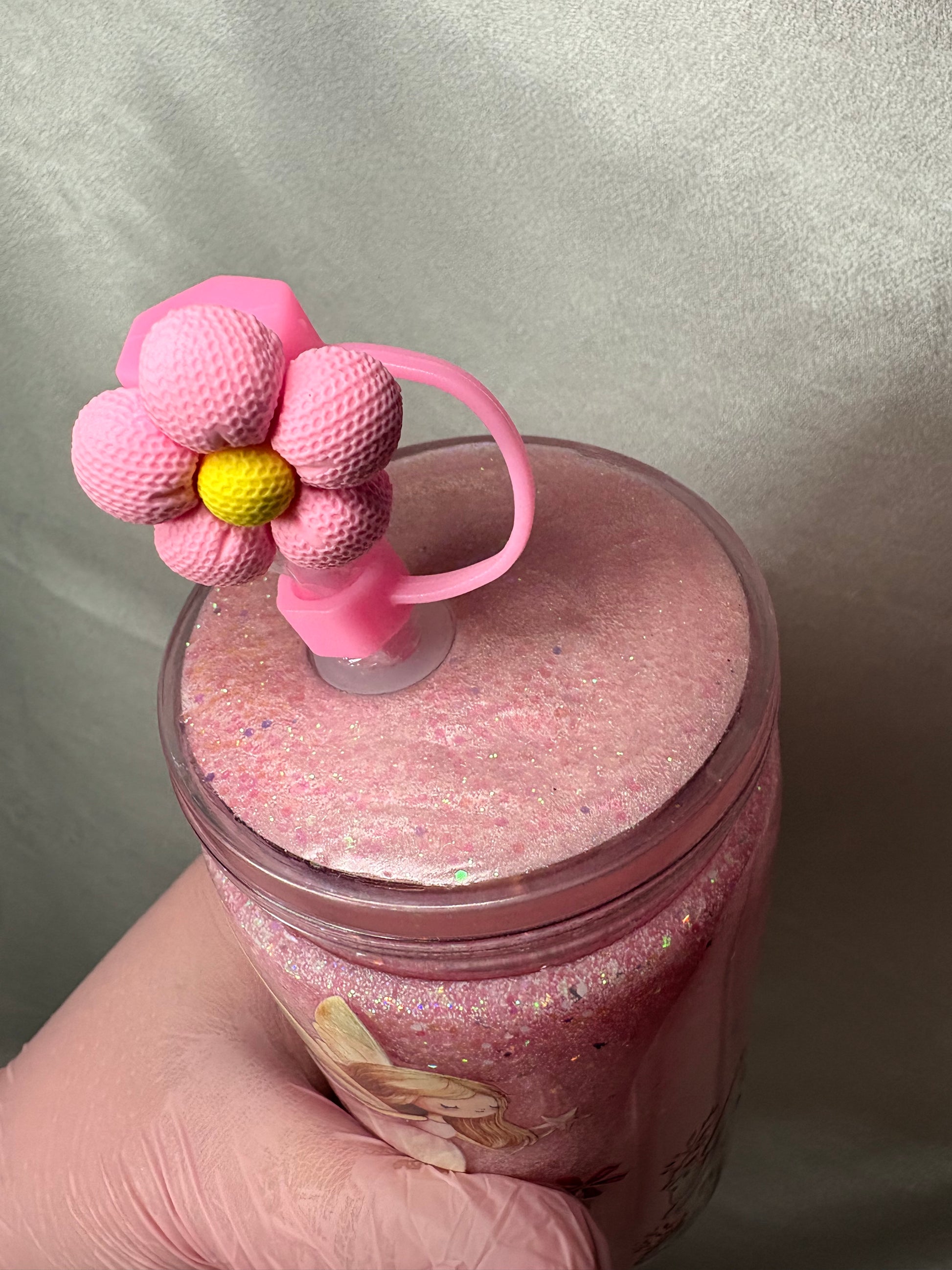 🧚‍♀️ Magischer Feen-Becher – mit Glitzer, Rehkitz & Blumen-Deckel