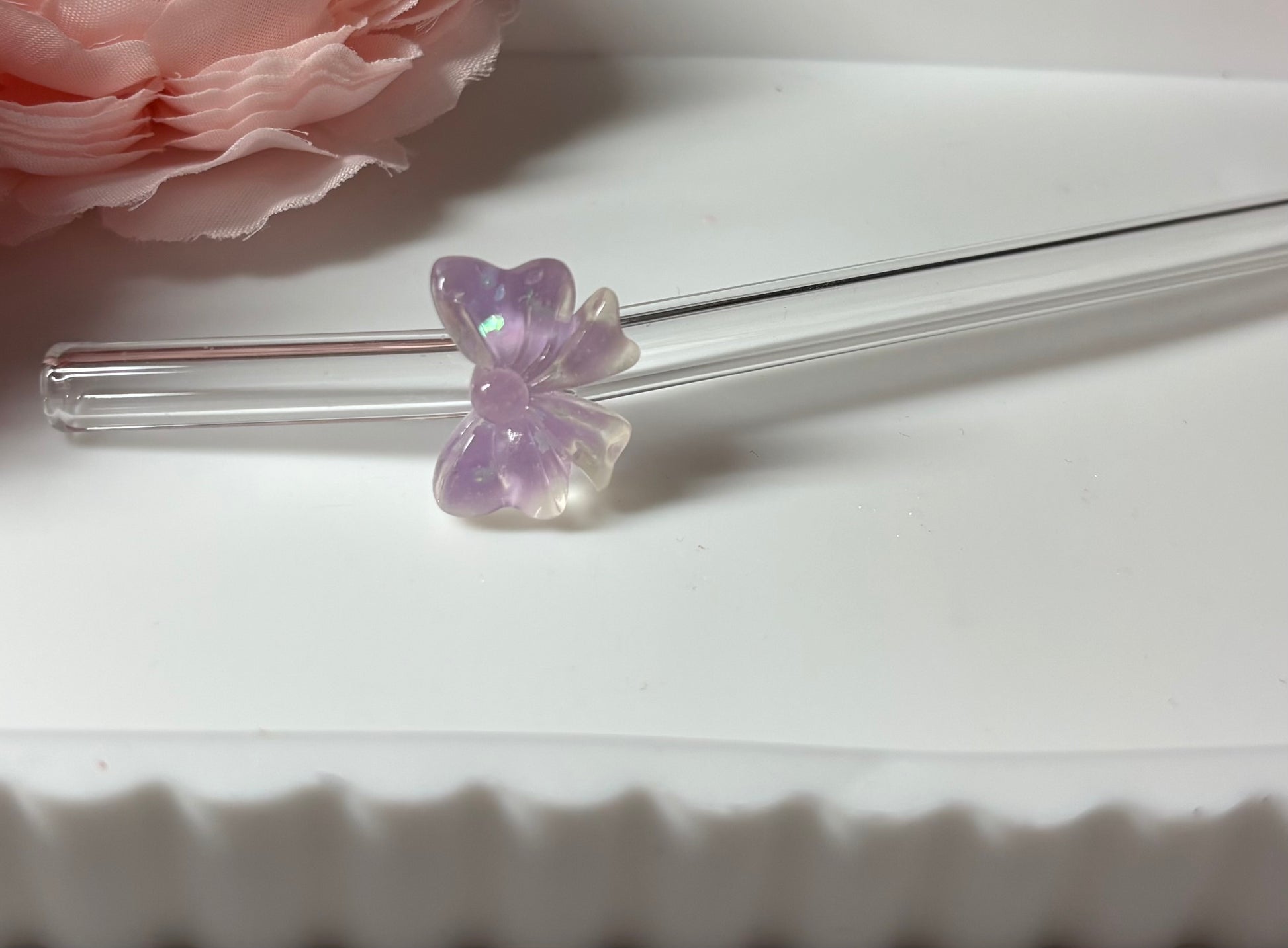 Glasstrohhalm lila Schleife