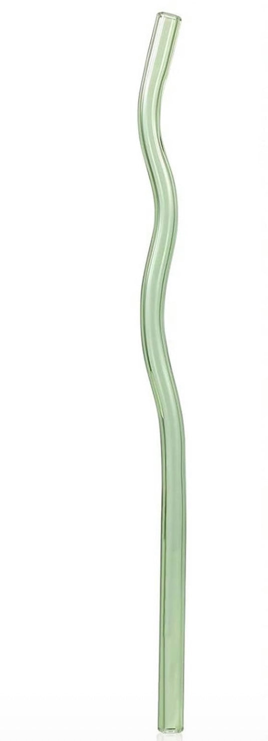 Glasstrohhalm Welle Grün