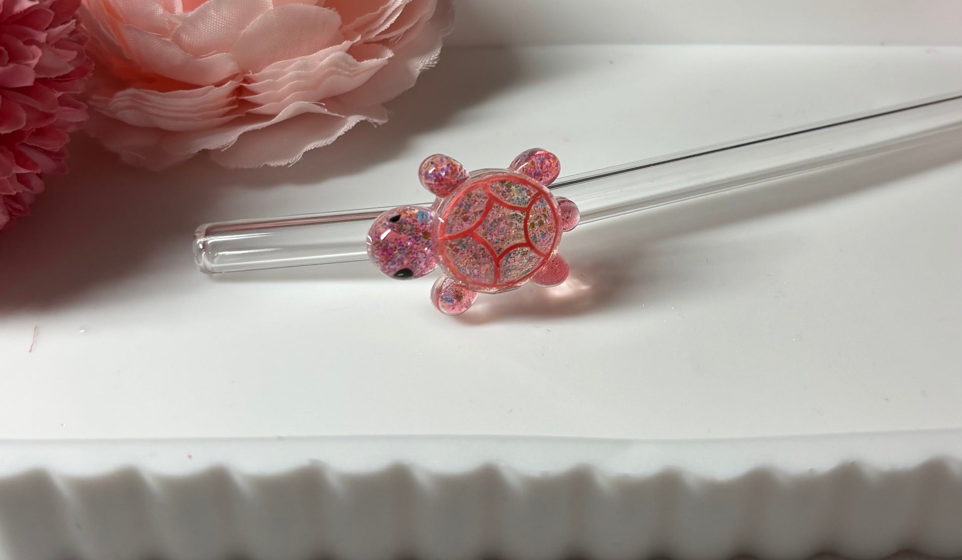 Glasstrohhalm Schildkröte Koralle