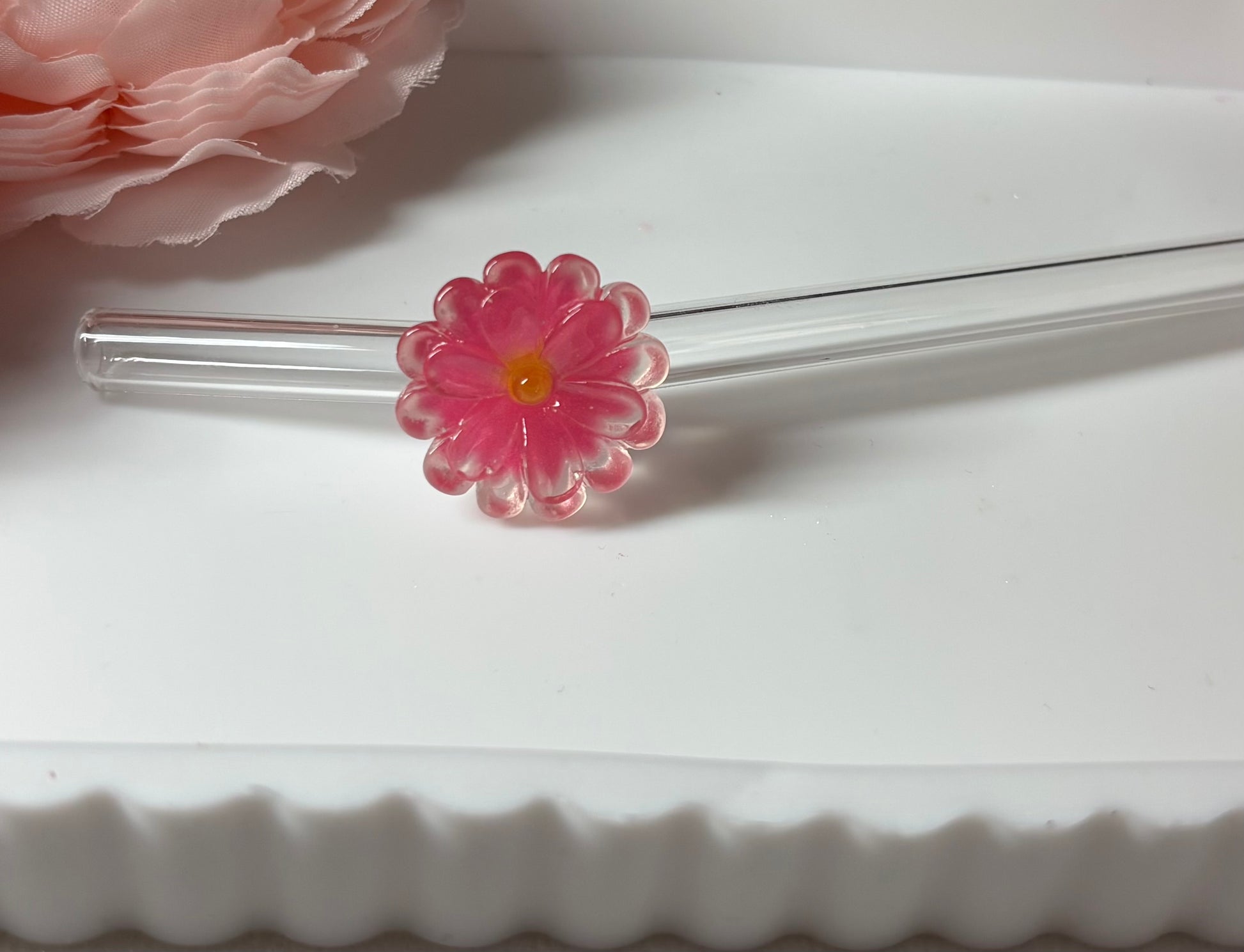 Glasstrohhalm Rosa Blume