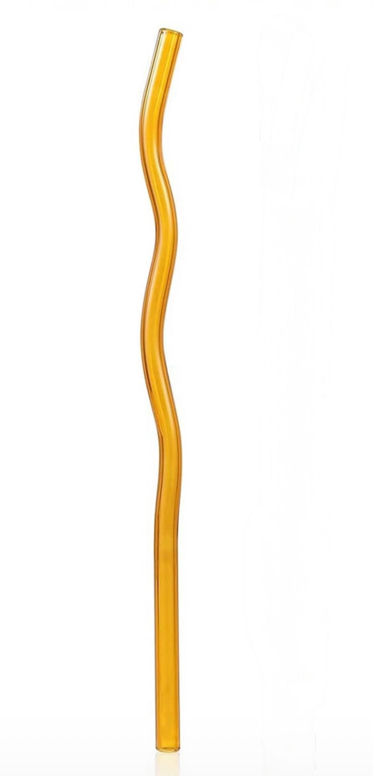 Glasstrohhalm Welle Orange