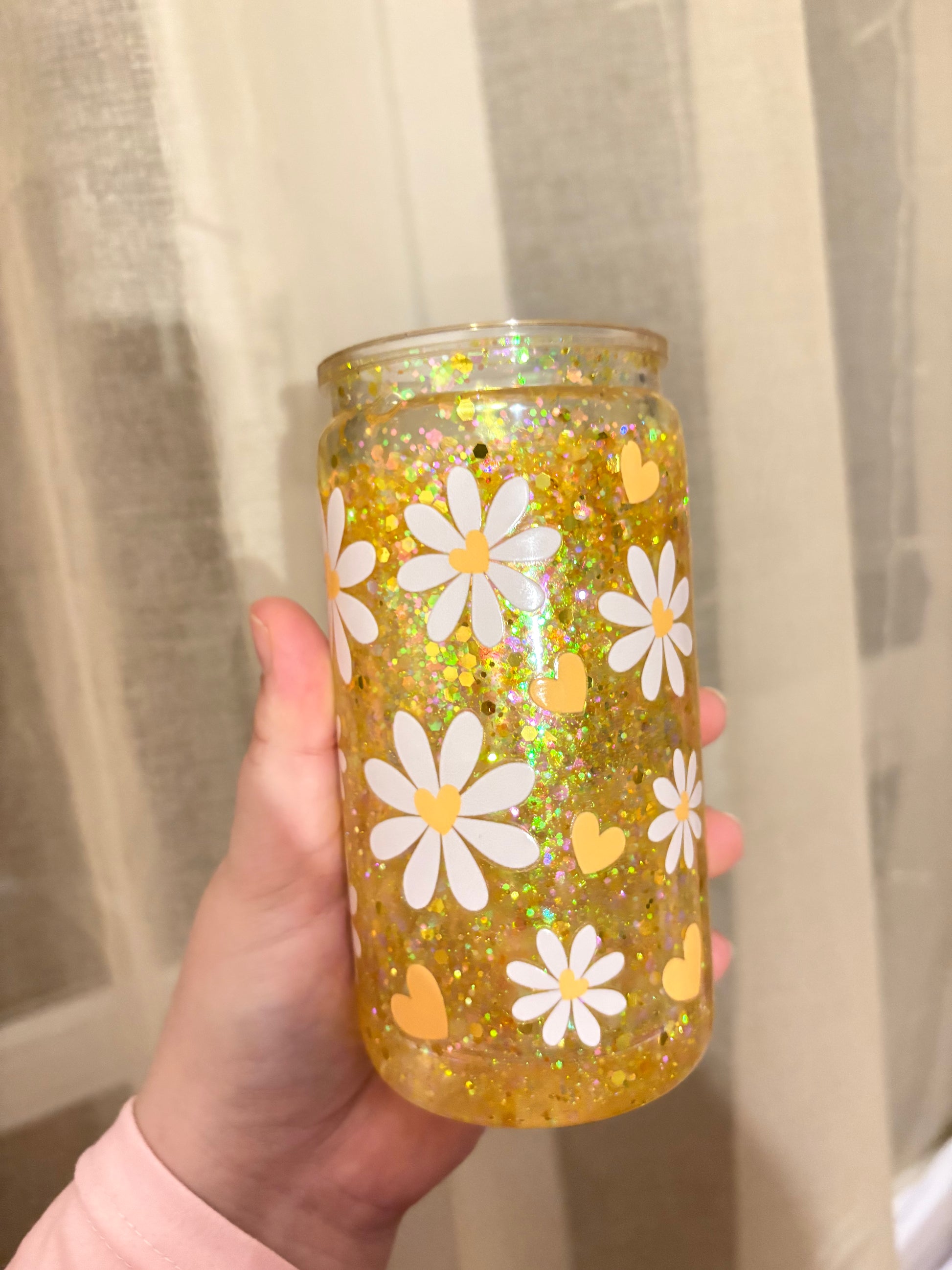 🌼 Glitzer-Blumen Cup – Daisy Love 💛